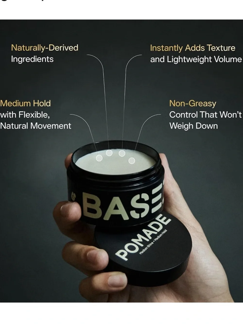 BASED Pomade for Men, Quality Hair Care with Medium Hold, Natural Shine & Fragra